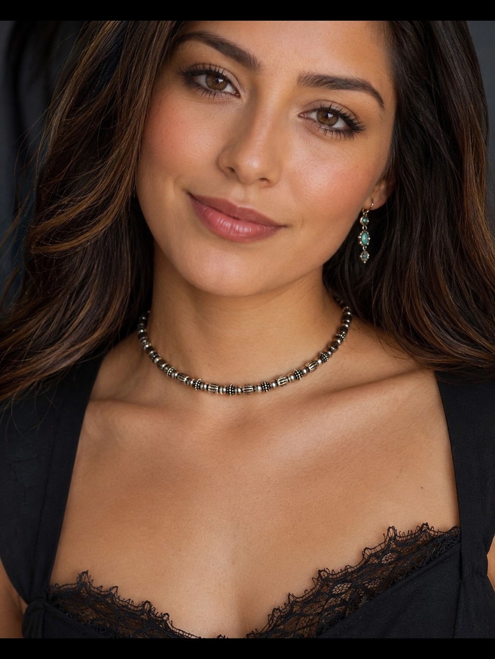 Silver tone Bead Choker Necklace